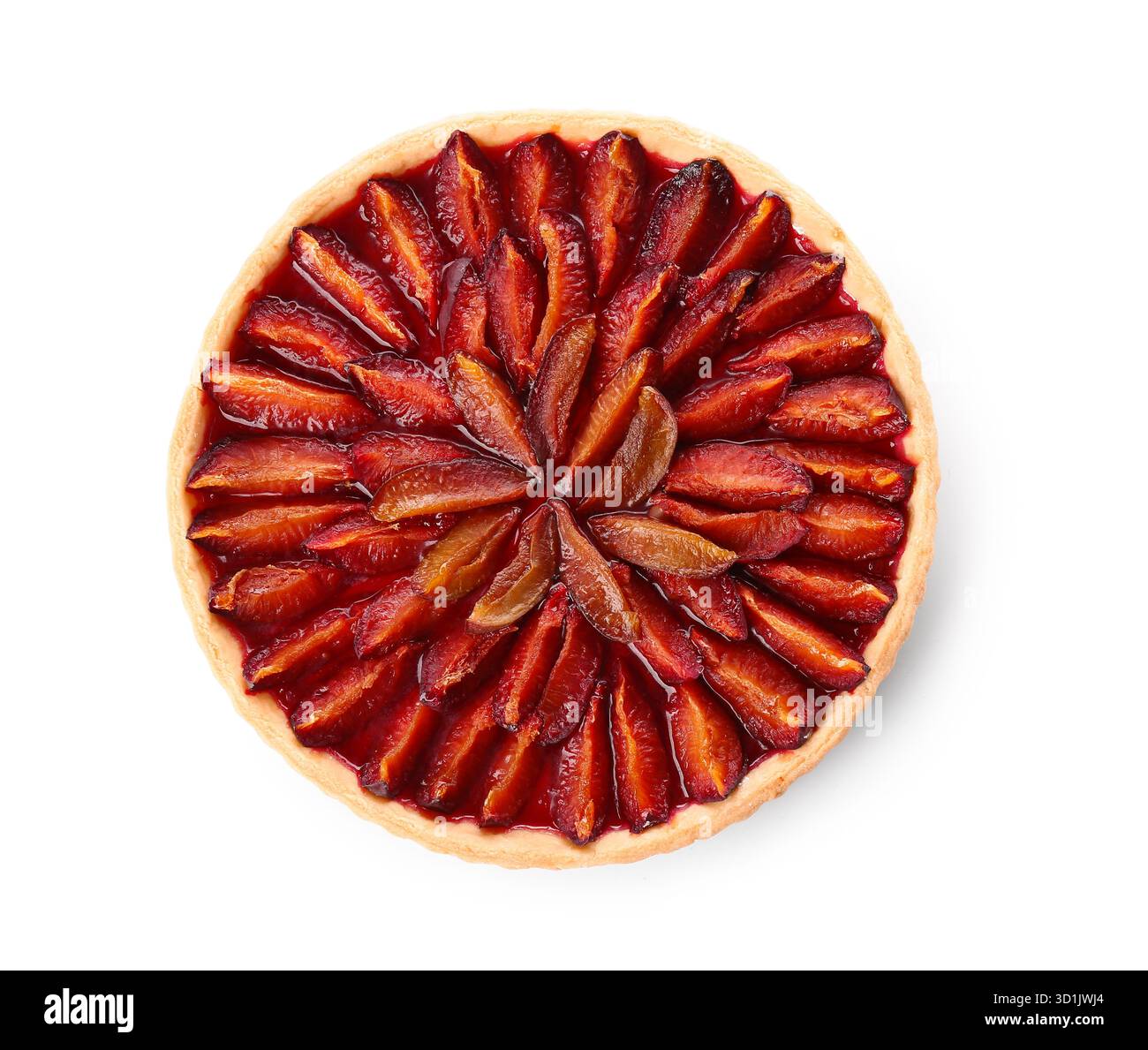 Tasty plum pie on white background Stock Photo
