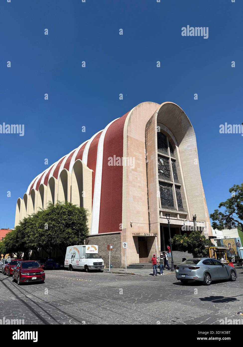 Street view of Santuario de Nuestra Señora del Perpetuo Socorro (Sanctuary of Our Lady of Perpetual Help) Church in San Luis Potosi, Mexico - Smartphone Captured Stock Image