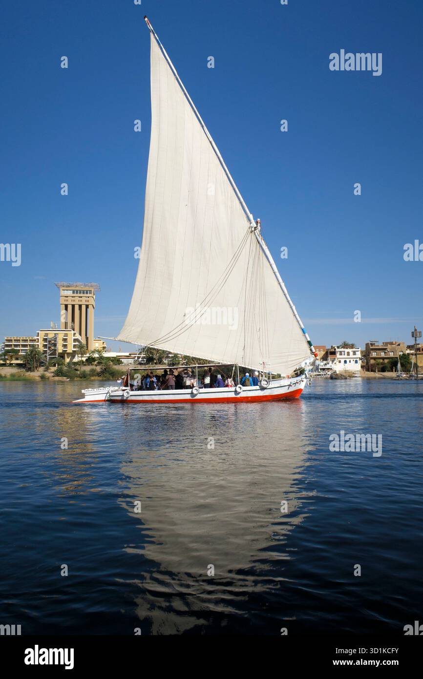 Felucca - traditional wooden sailing boat on the Nile River in Egypt ...