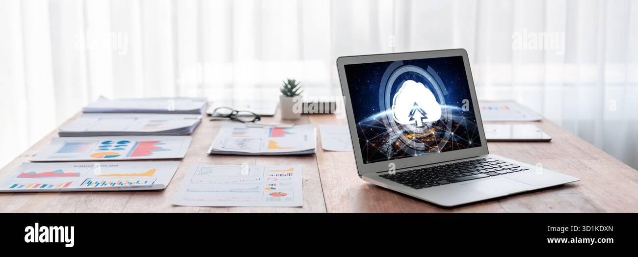 Cloud computing software for brisk remote work and personal data storage Stock Photo