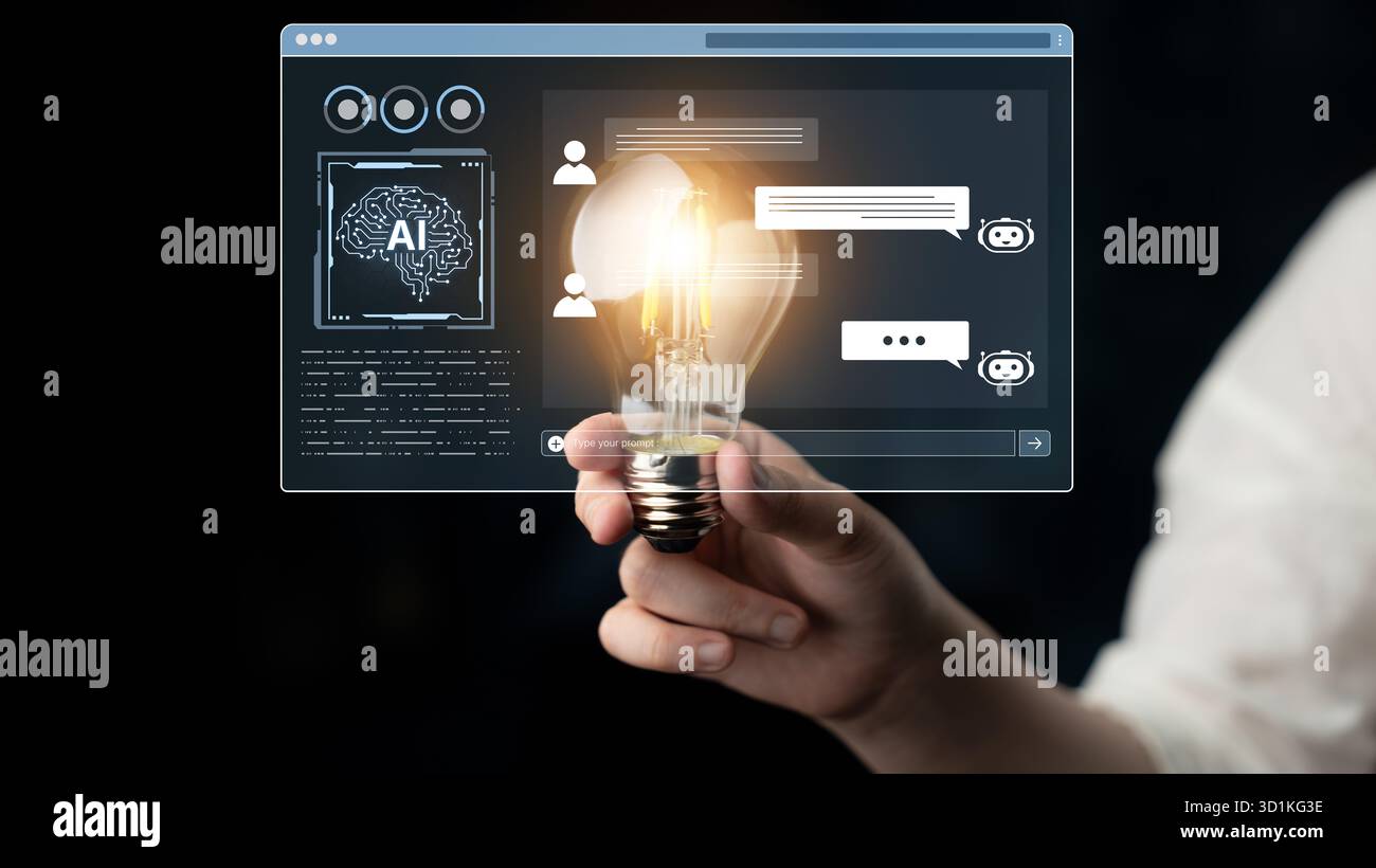 A user interface of a conversational AI platform. A user interacts with ...