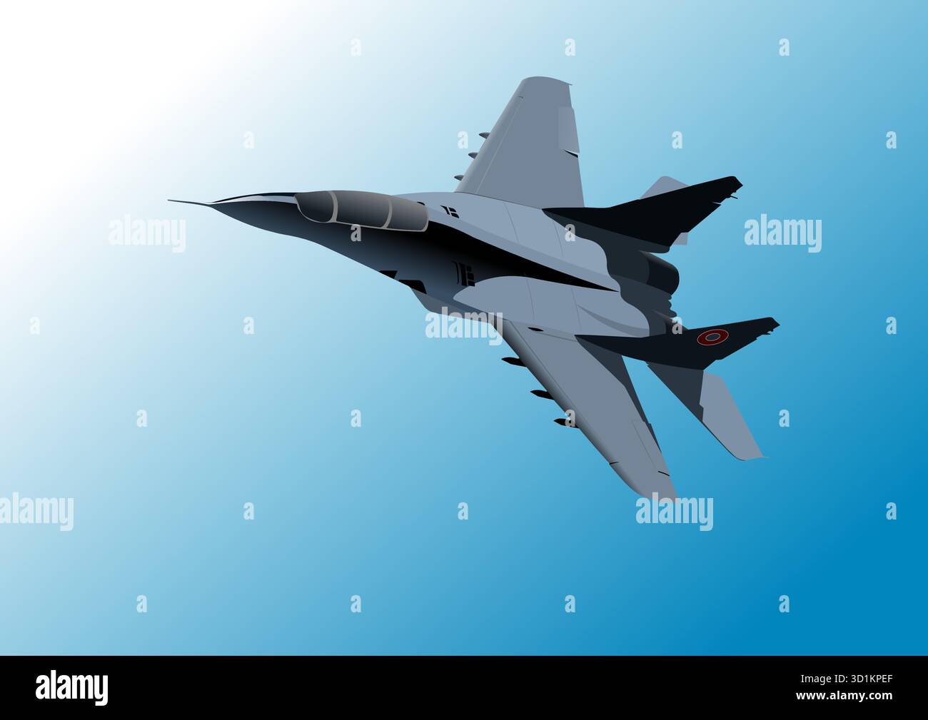 Modern military jet fighter plane flying in a blue sky. Hand drawn ...