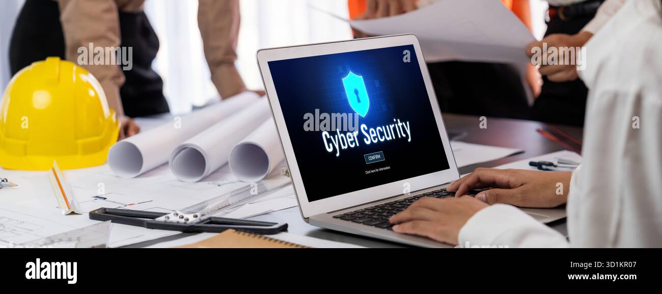 Cyber security system on computer screen protect private information brisk from hacker and cyber attack Stock Photo