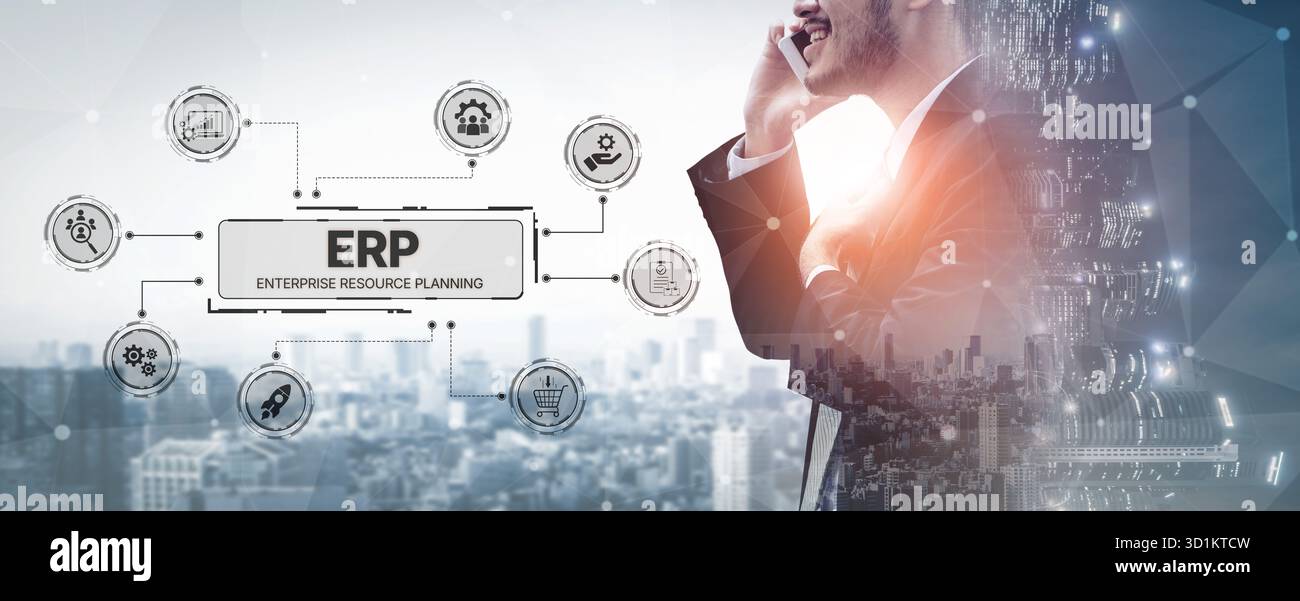 ERP platform visual showing centralized system for enterprise resource ...