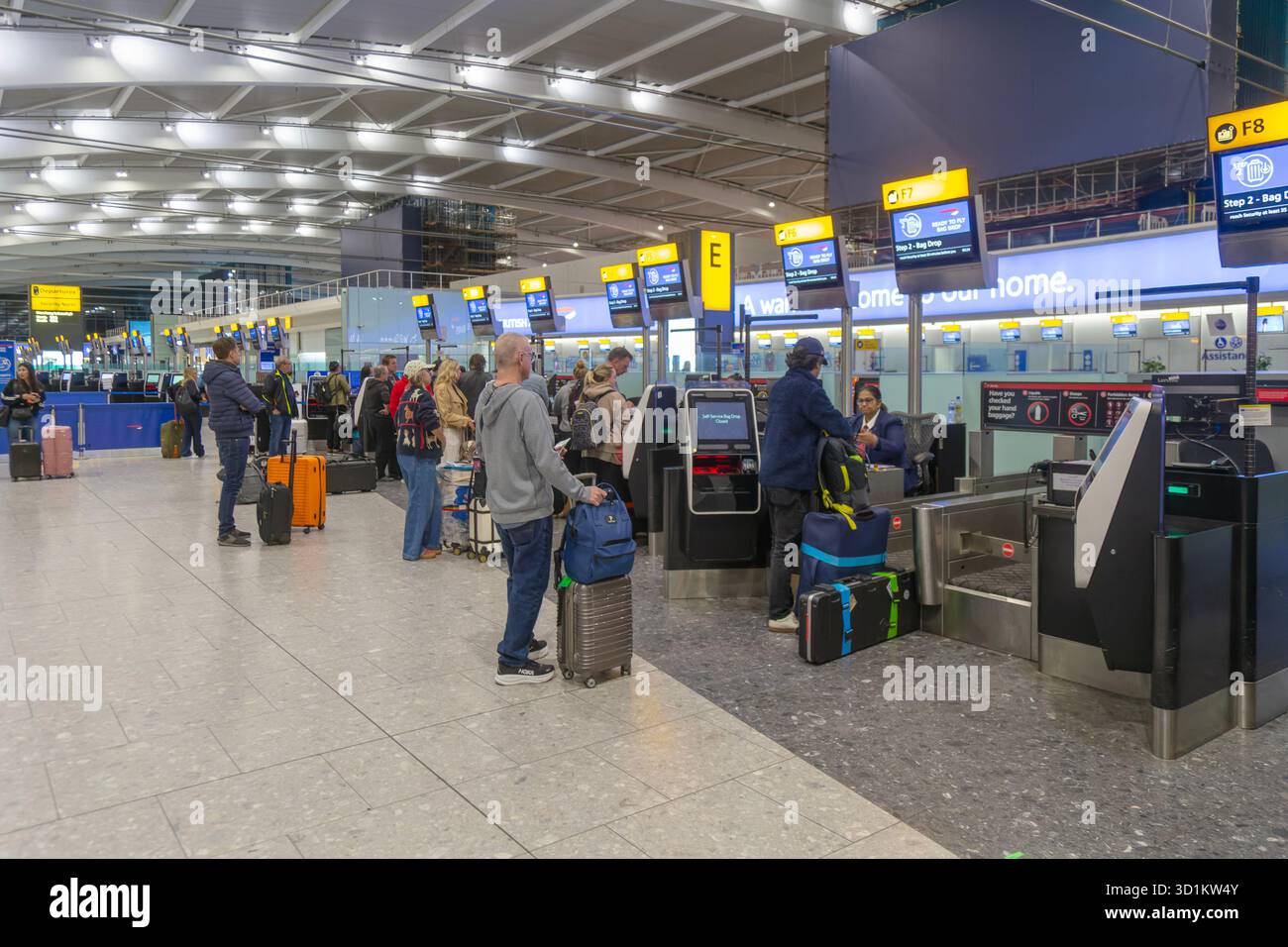 British Airways check in bag drop area, Terminal 5 London Heathrow ...