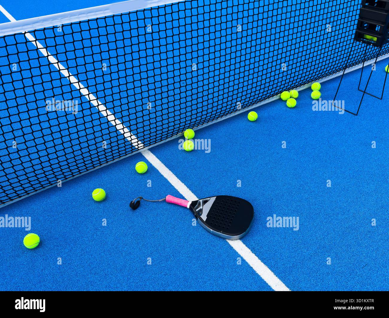 Padel Racket Photo Blue Court padel racket on a padel blue court Stock Photo - Alamy
