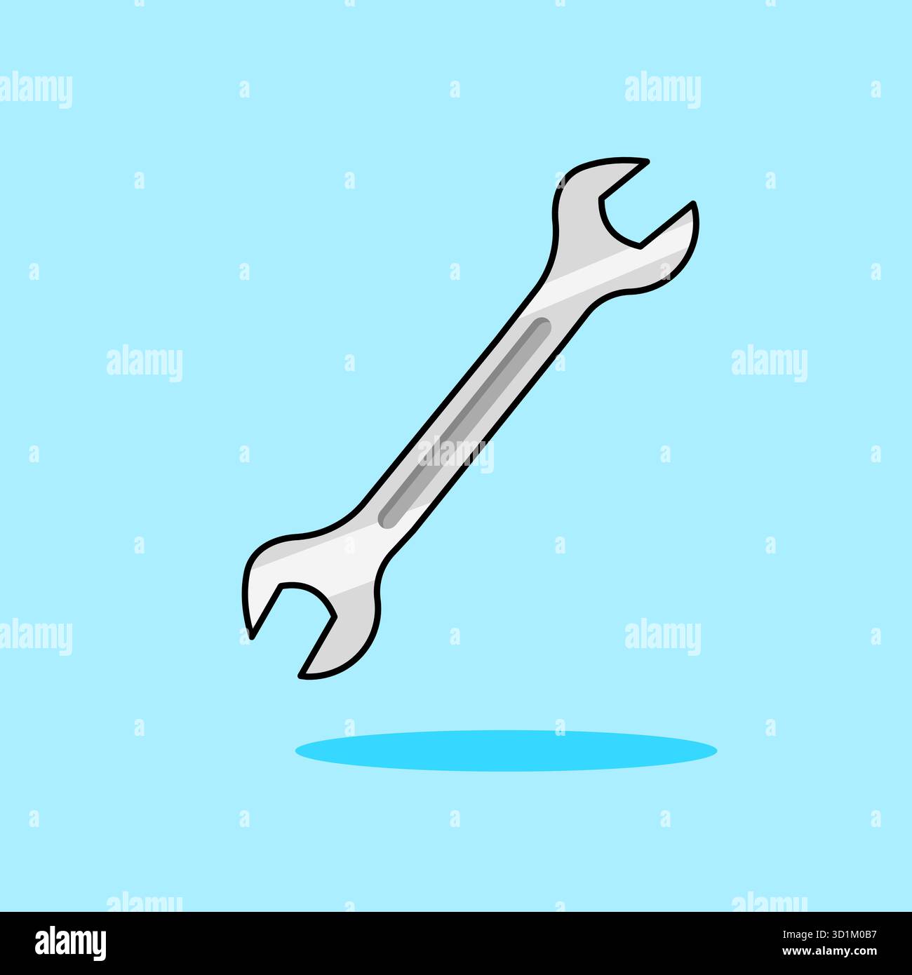 Flat Style Wrench Tool Vector Illustration Cartoon Design Stock Vector