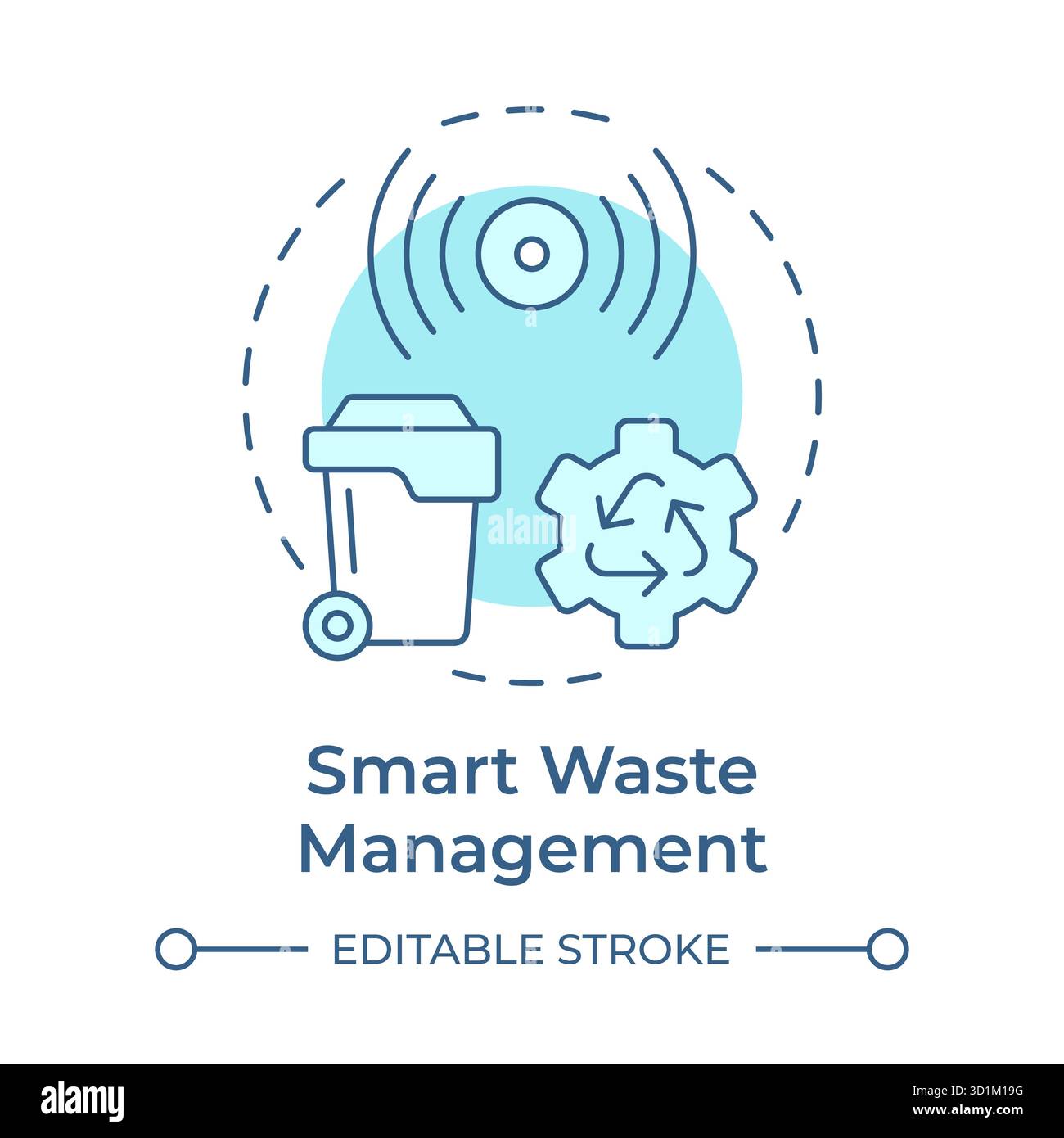 Smart waste management soft blue concept icon Stock Vector