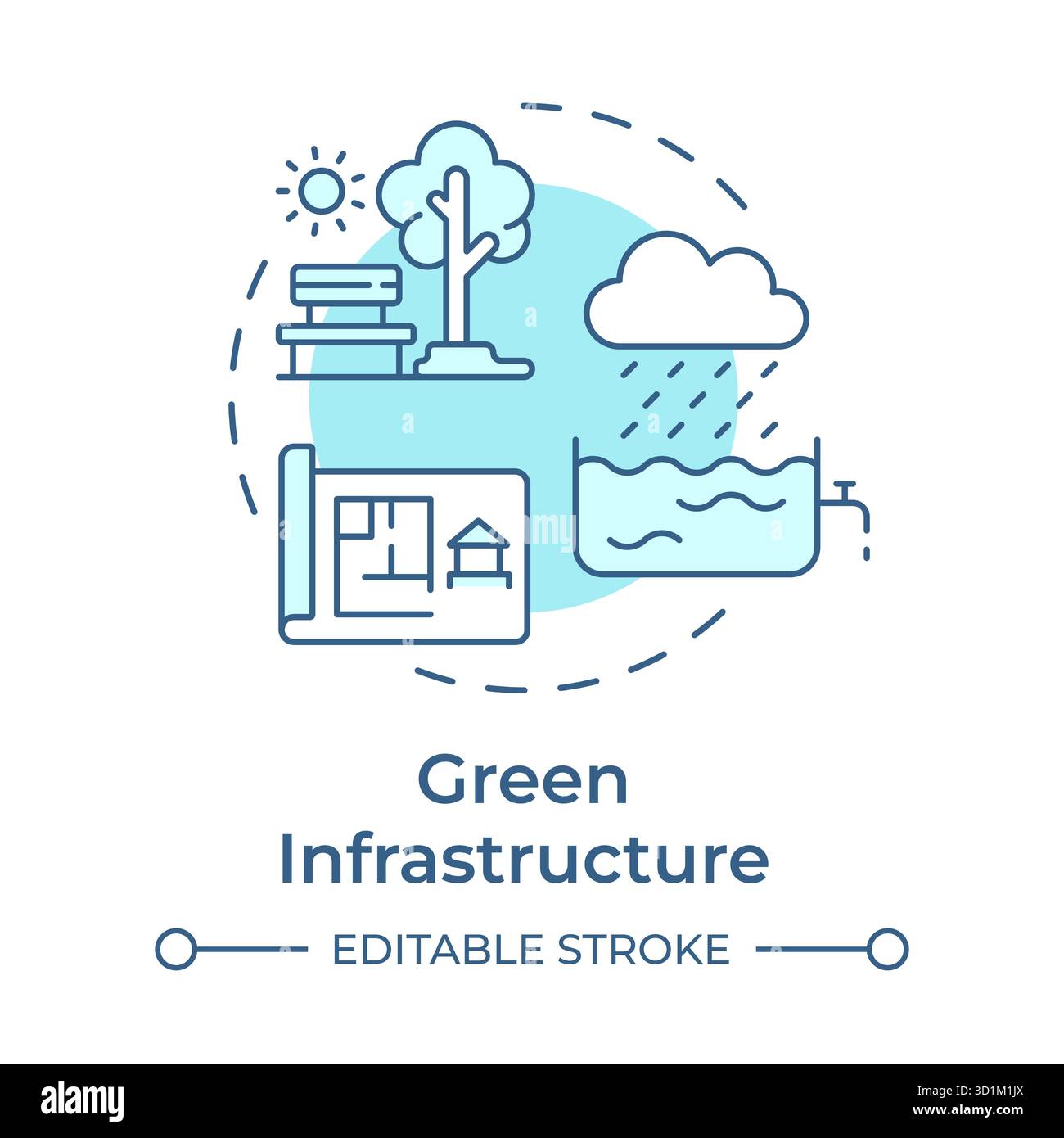 Green Infrastructure soft blue concept icon Stock Vector Image & Art ...