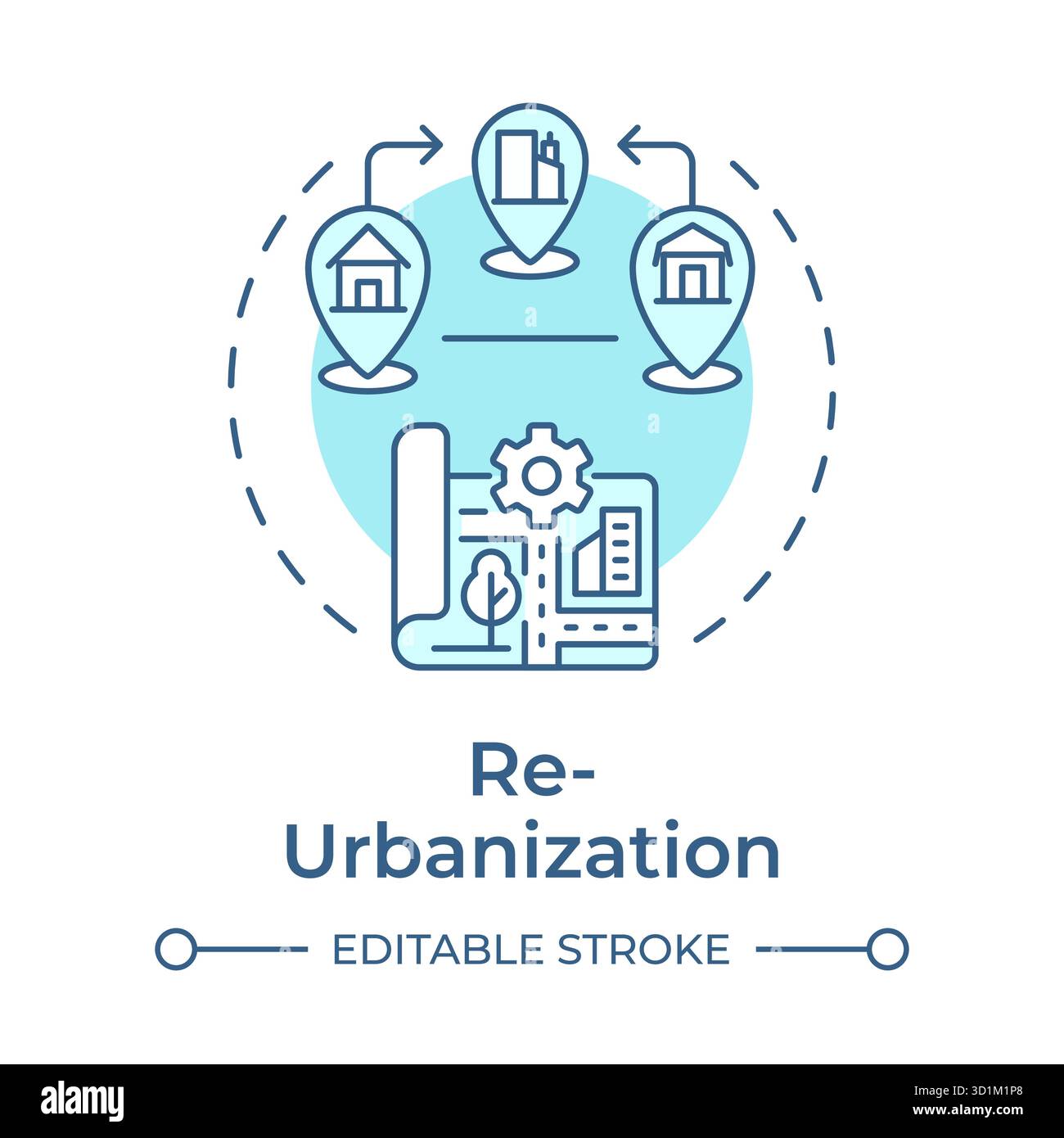 Reurbanization soft blue concept icon Stock Vector
