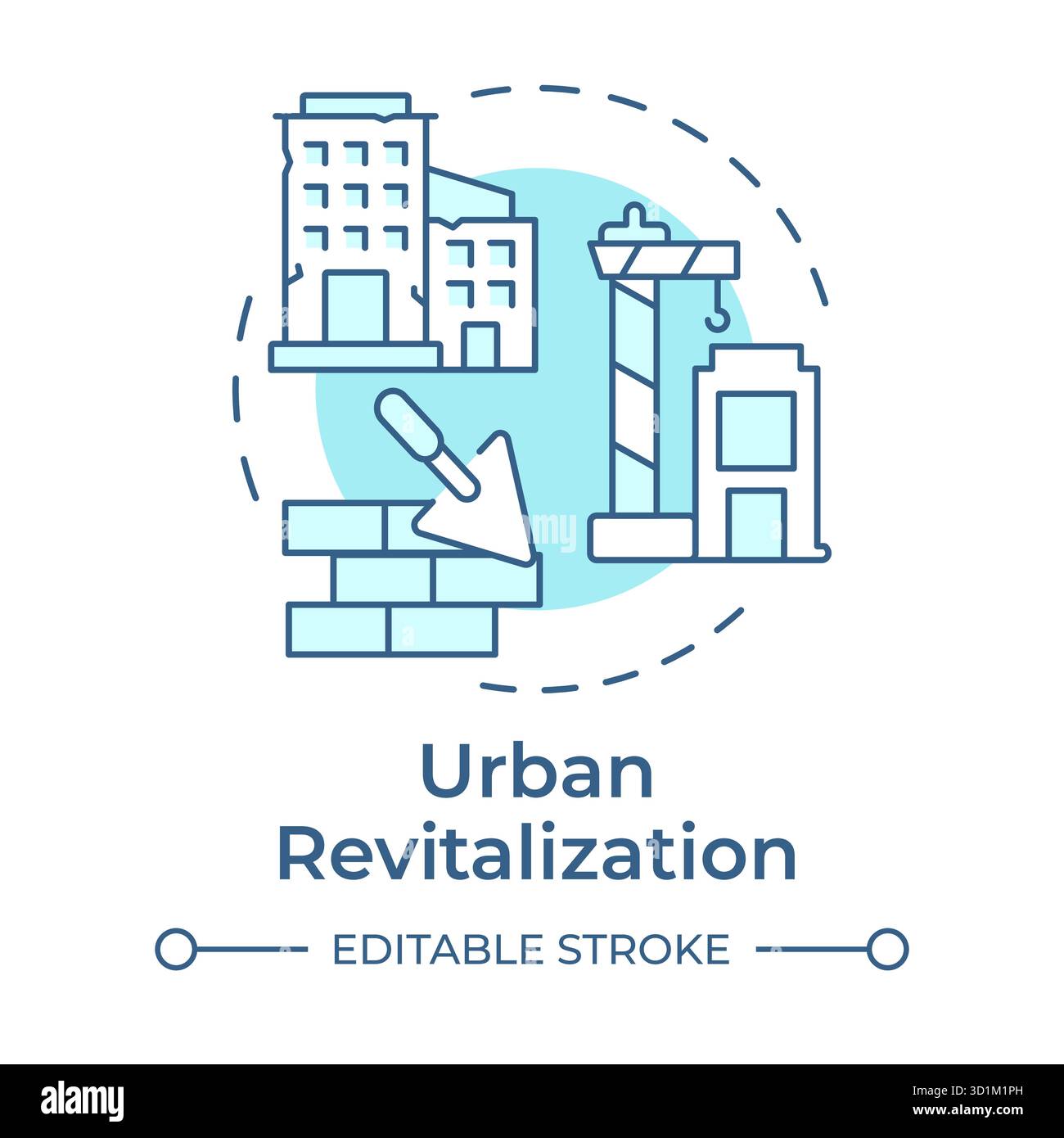 Urban revitalization soft blue concept icon Stock Vector