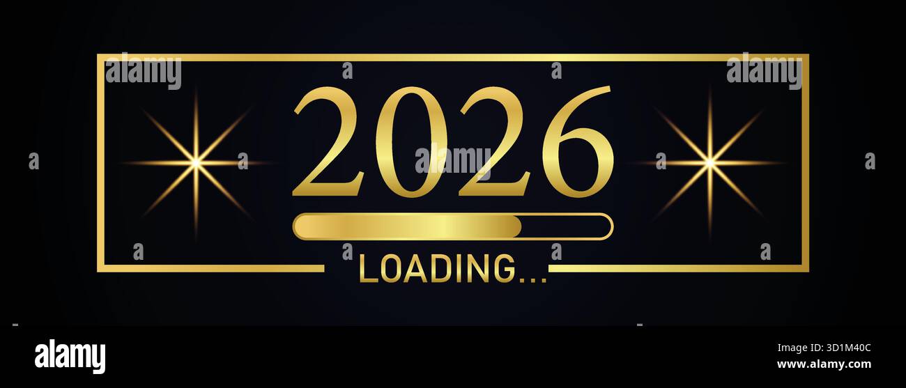 Loading 2026 Background 2026 Celebration Banner – Elegant Gold Loading Design on Black ...