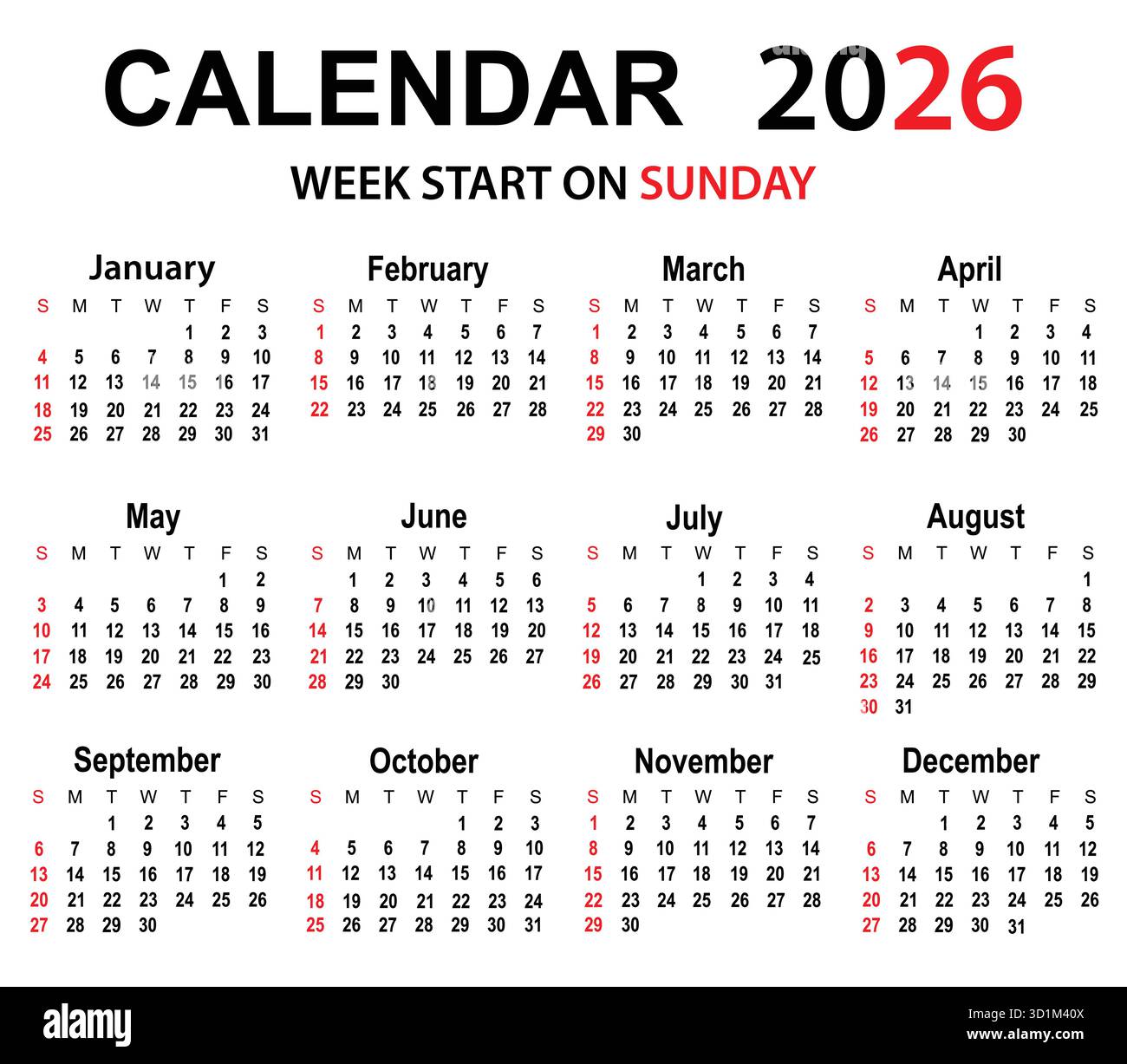 2026 Calendar Template Design Cut Out Stock Images Pictures Alamy 2026 Calendar Template Design Cut Out Stock Images Pictures Alamy