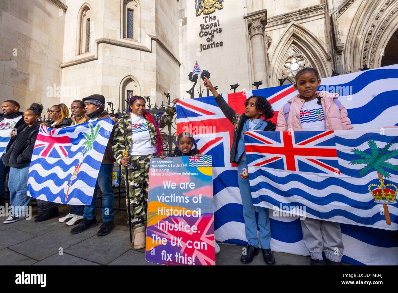 Chagos Islands Judicial review claim. Two linked. The cases challenge UK Government decisions affecting Chagossians due to the lack of consultation ab Stock Photo