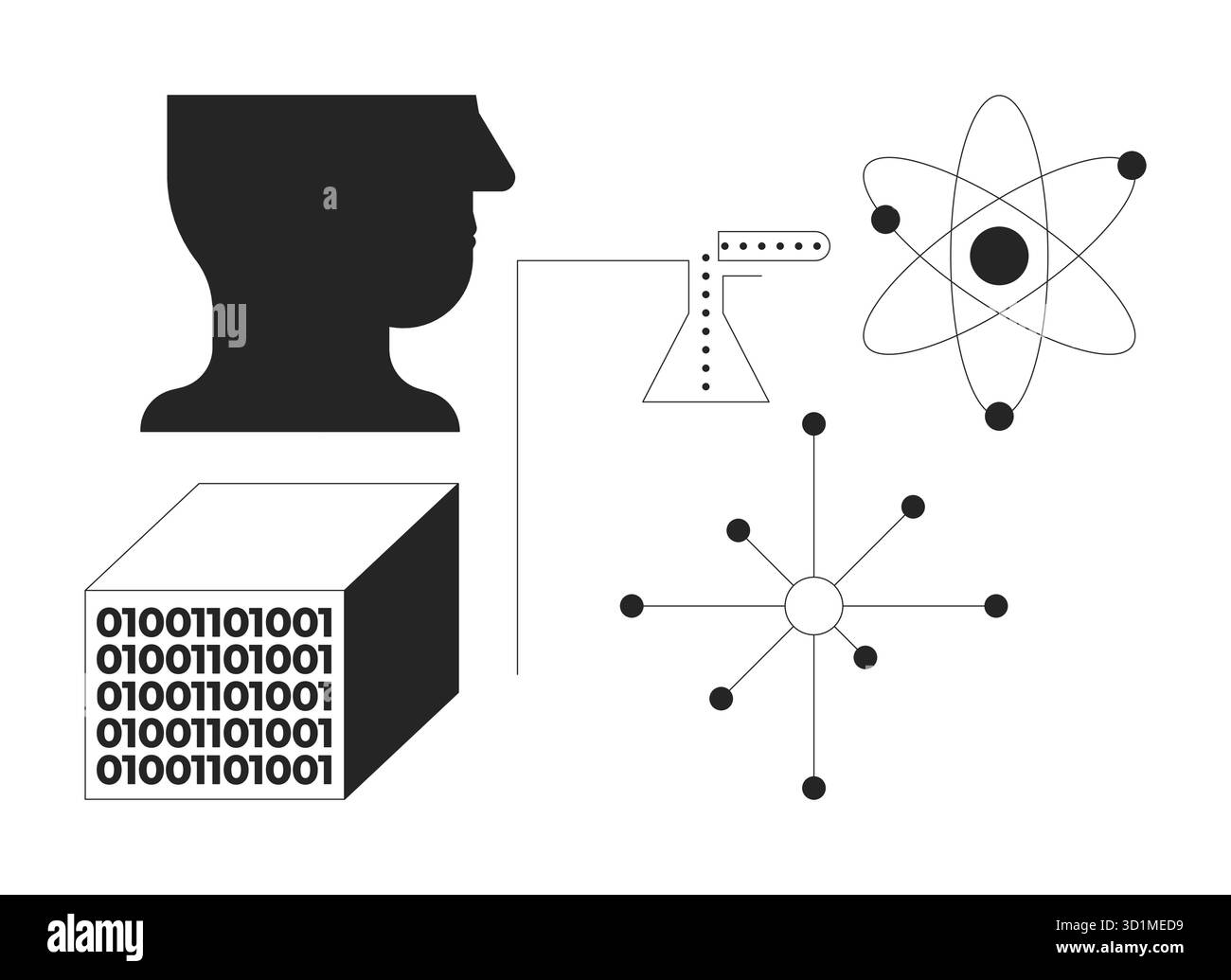 Science research and data 2D line objects set Stock Vector