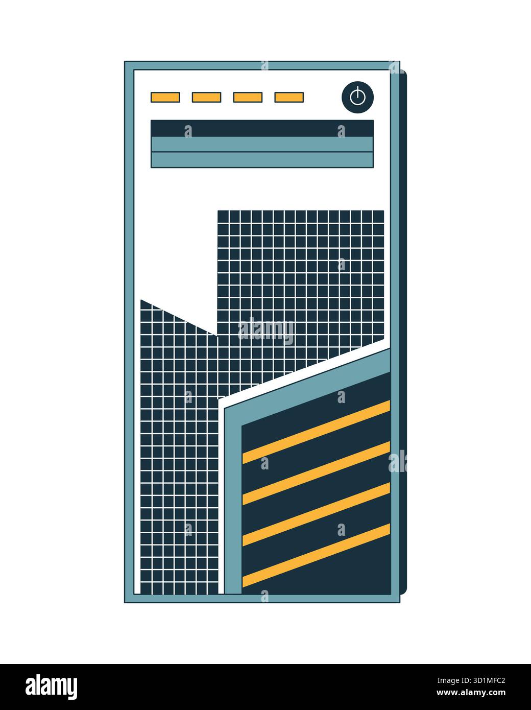 Modern desktop computer case 2D cartoon object Stock Vector