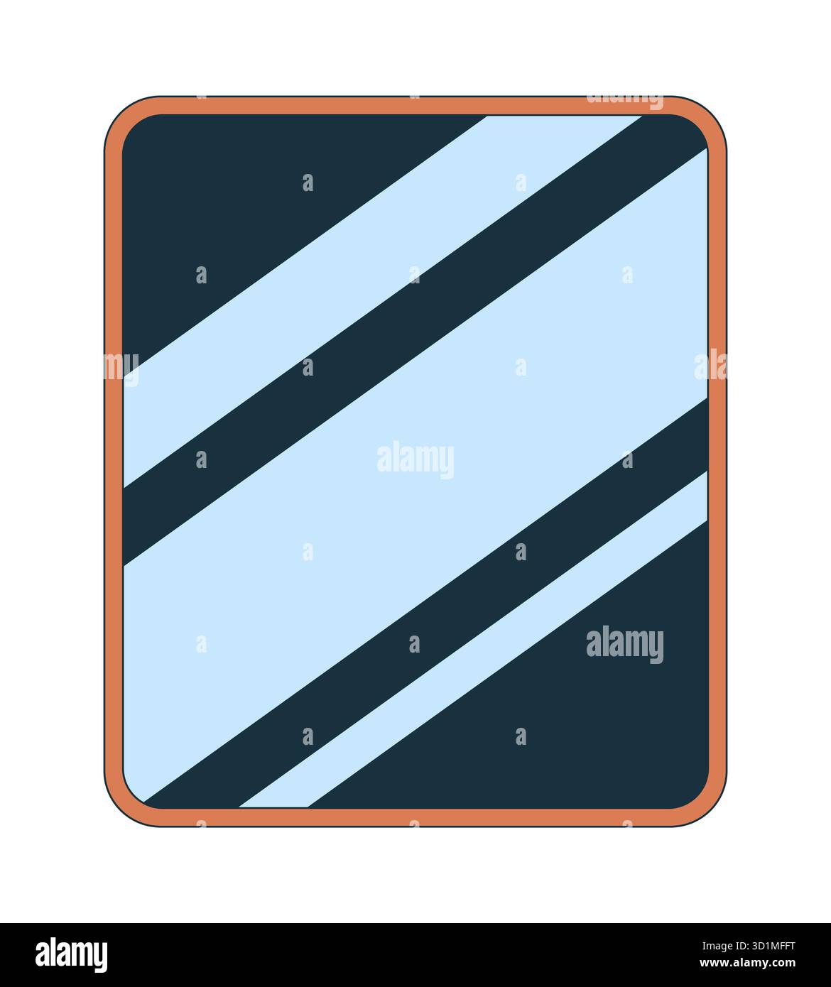 Wall mirror with wooden frame 2D cartoon object Stock Vector