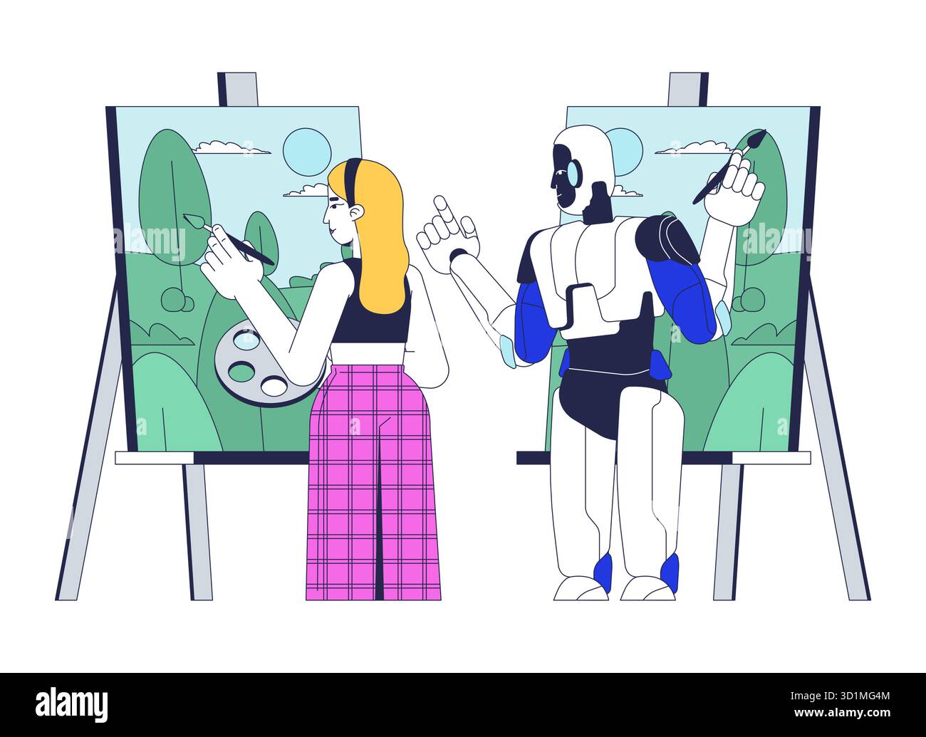 AI stealing from artist 2D illustration concept Stock Vector Image ...