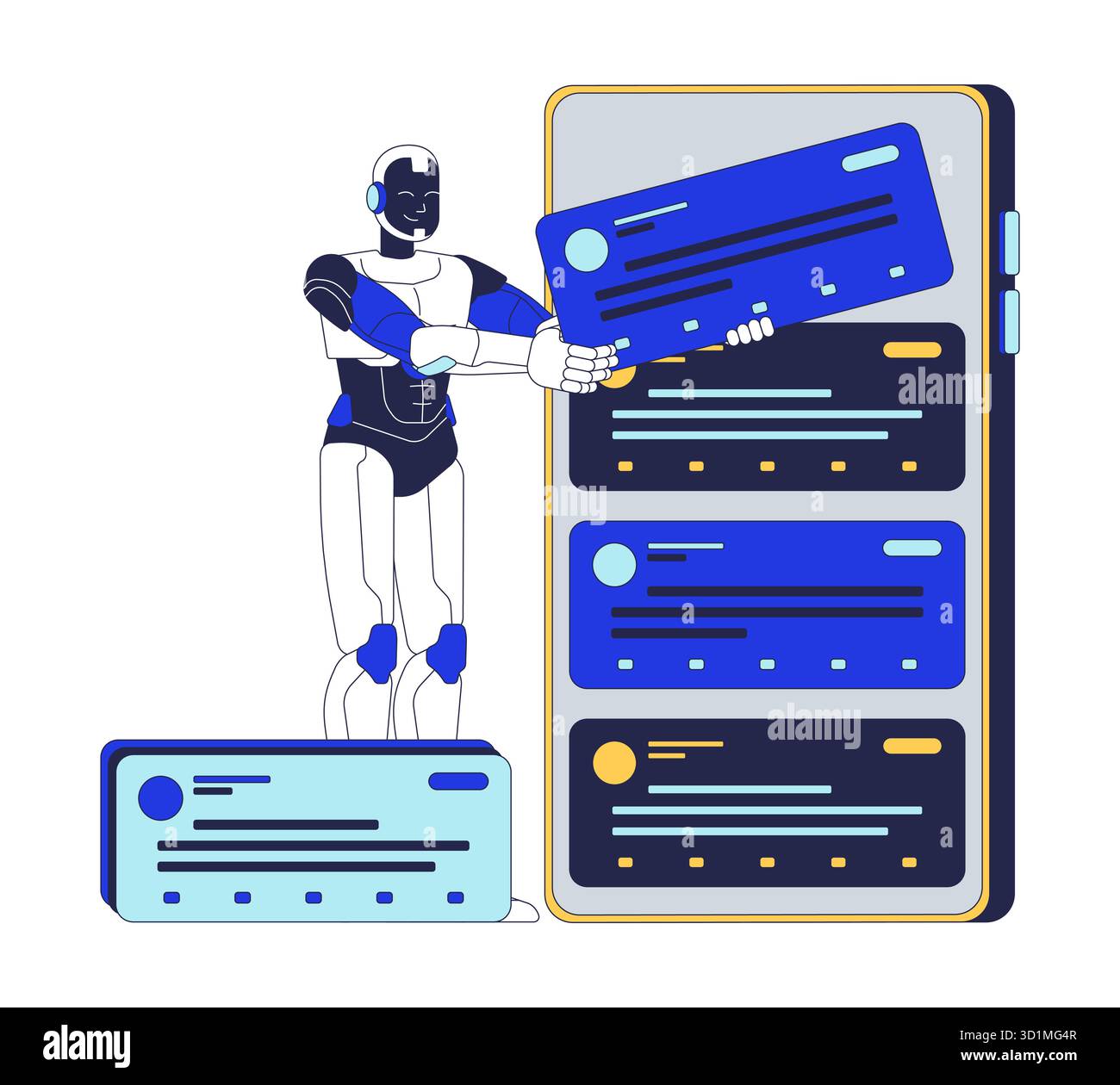 AI algorithms in digital content sorting 2D illustration concept Stock Vector
