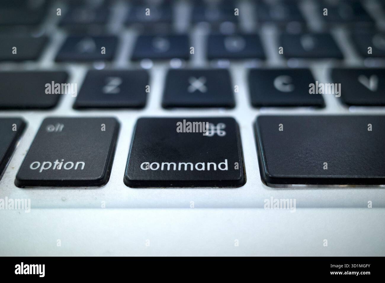 Close-up view of a computer keyboard showing in focus the option and ...
