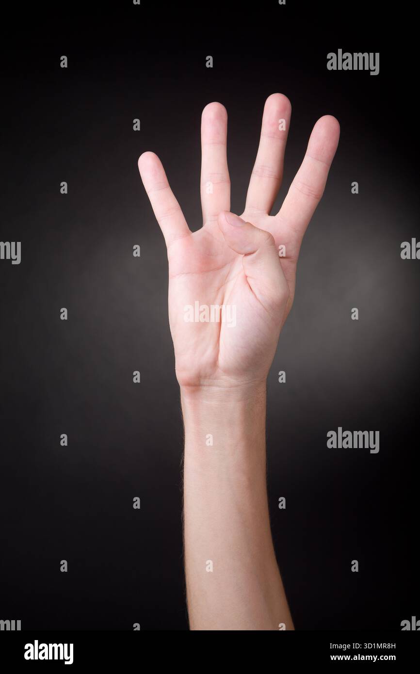 Male hand showing number four hi-res stock photography and images - Alamy