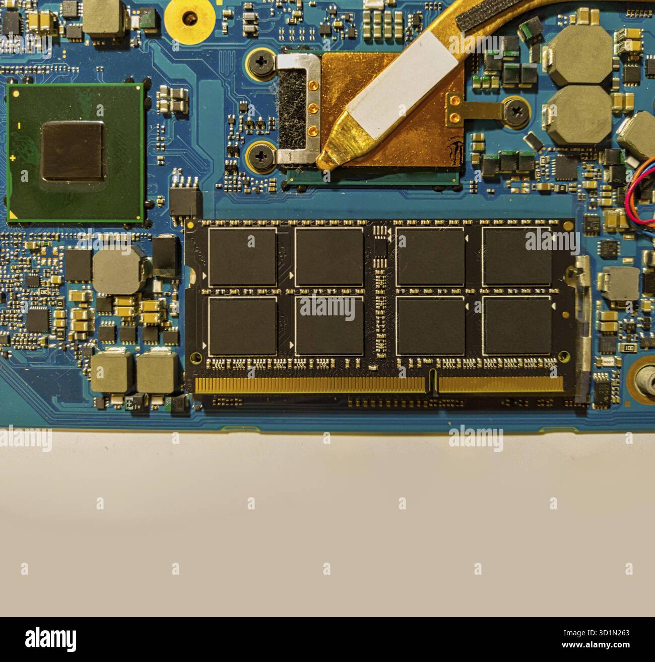 Inside A Memory Module Inside of laptop Personal computer. Motherboard and DDR RAM memory ...