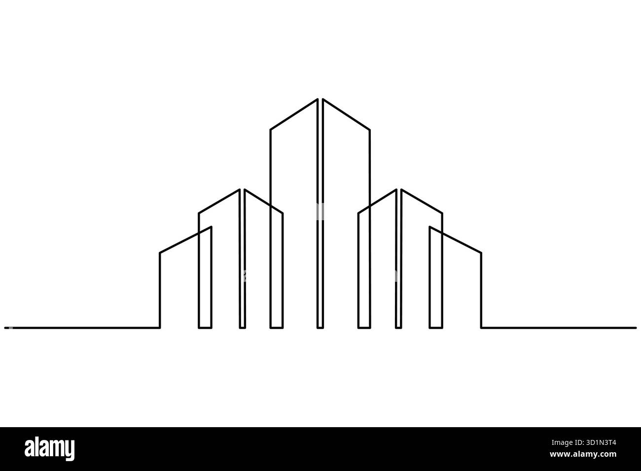 Curated visual reference: Picture Idea: Modern City Skyline Continuous Line Art Vector Illustration Of Office