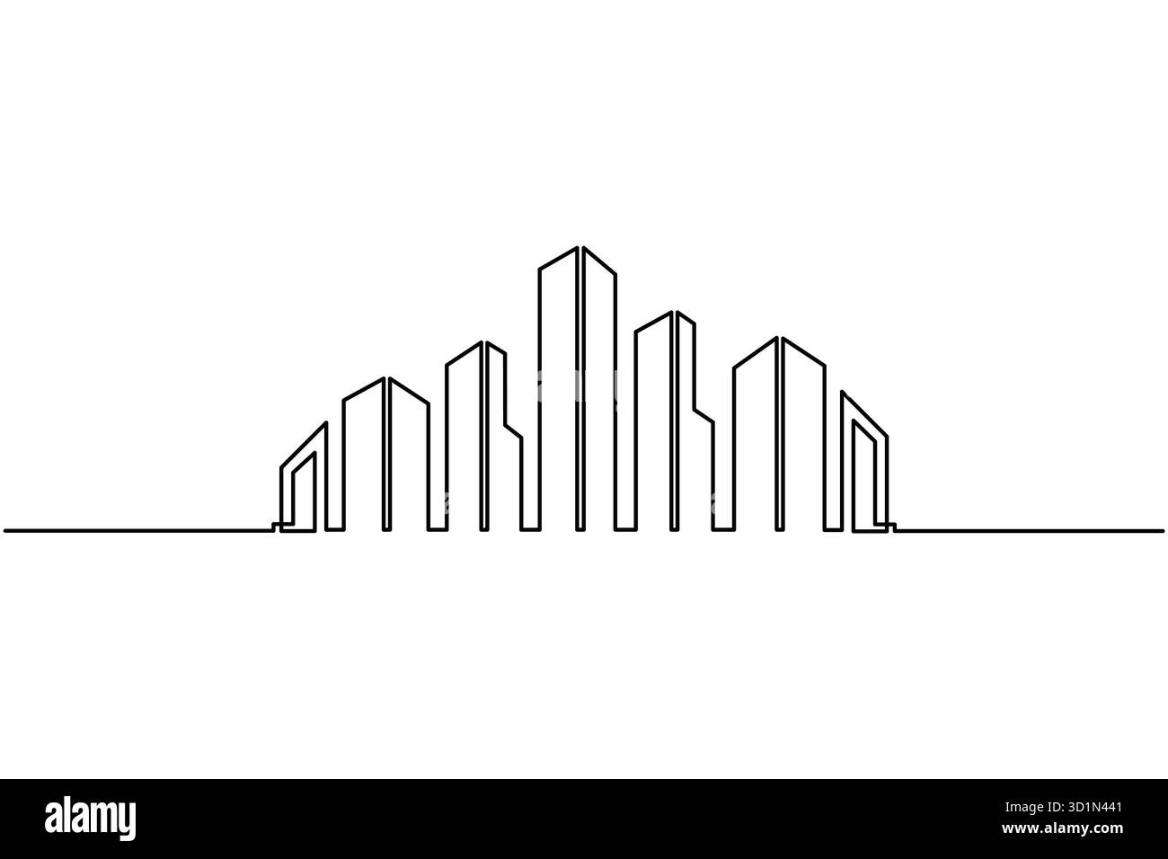 Modern City Skyline Continuous Line Art Vector Illustration Of Office Photo Inspiration