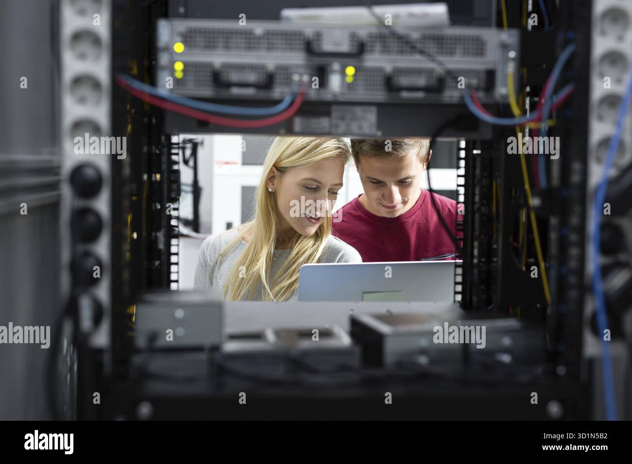 Two IT Engineers in Data Center, Server Room Stock Photo - Alamy