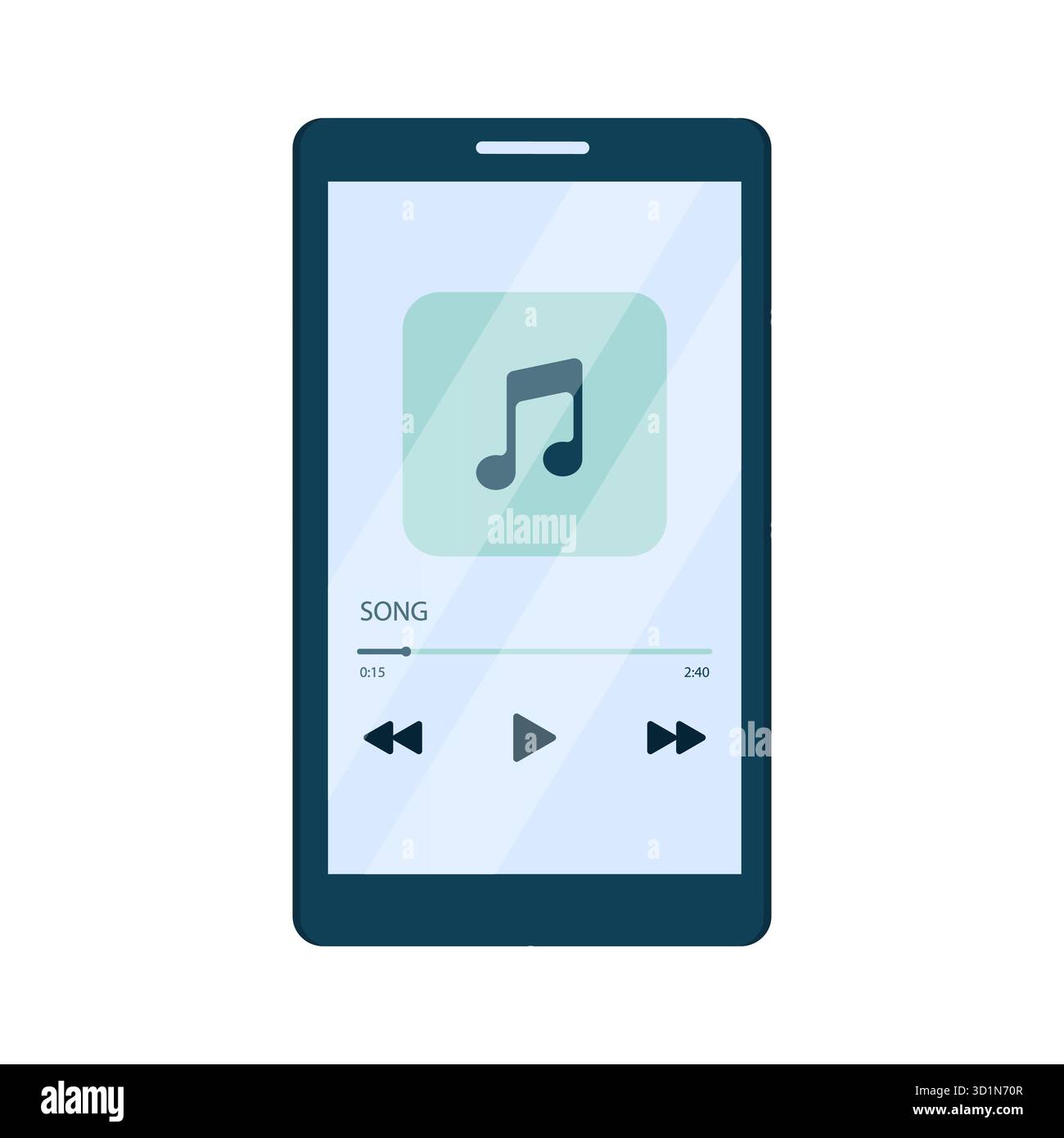 Mobile phone screen with open media player. Smartphone music player ...