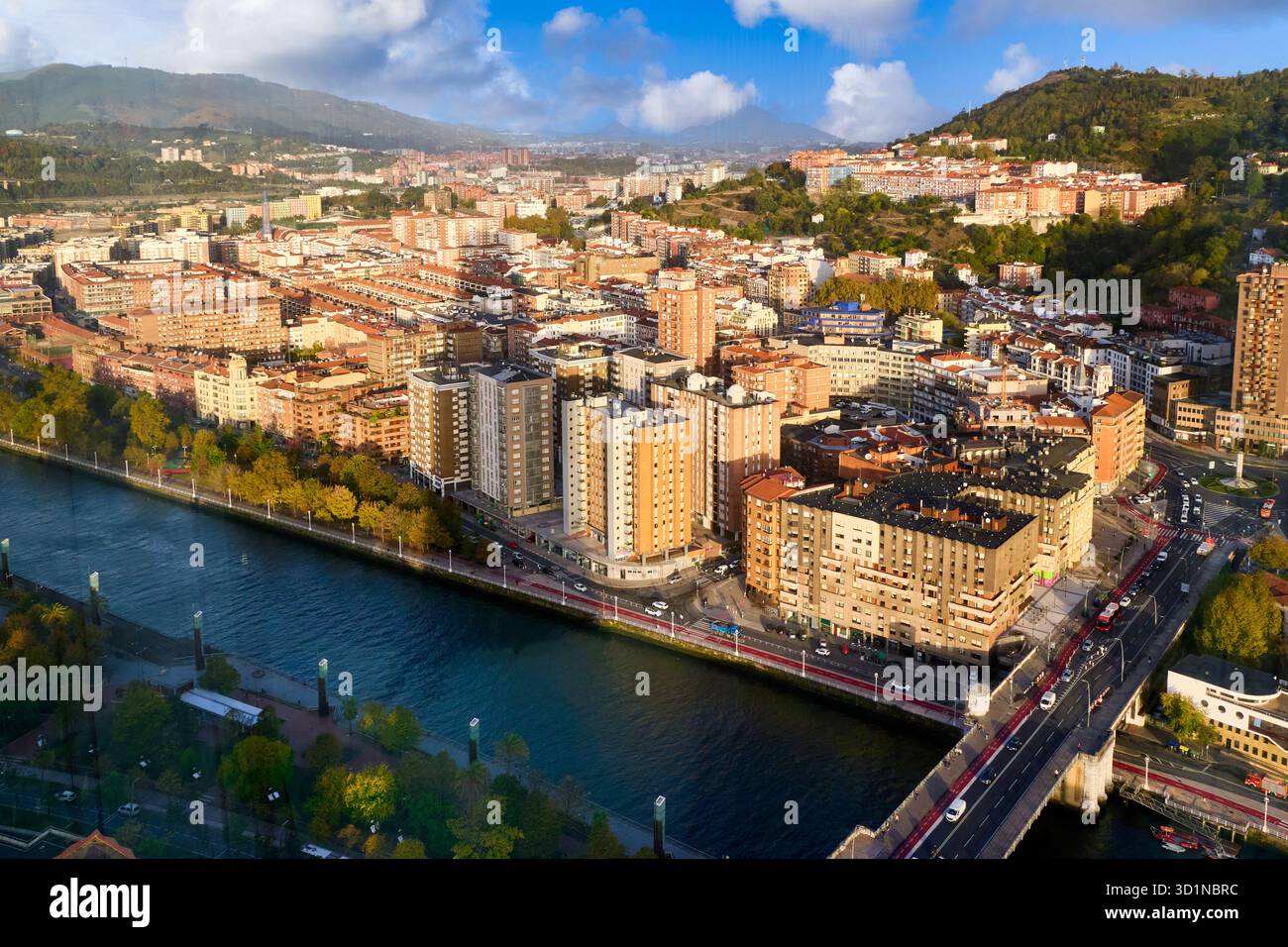 Deusto bridge, Nervion river, Views from the Iberdrola Tower, Bilbao, Basque Country, Spain Stock Photo