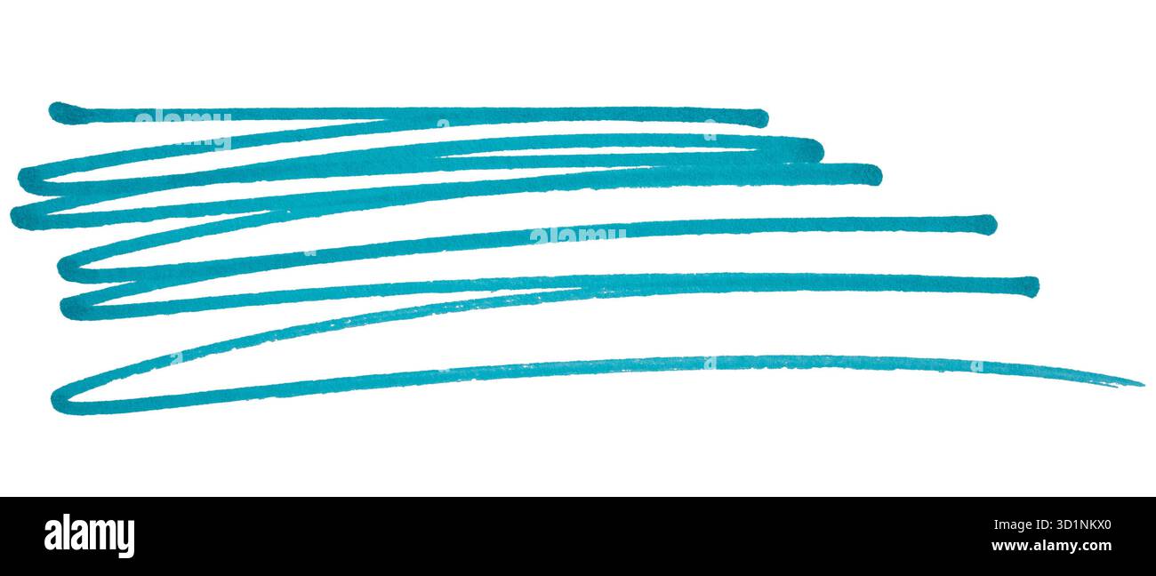 Blue marker zigzag brush strokes isolated on white background Stock Photo