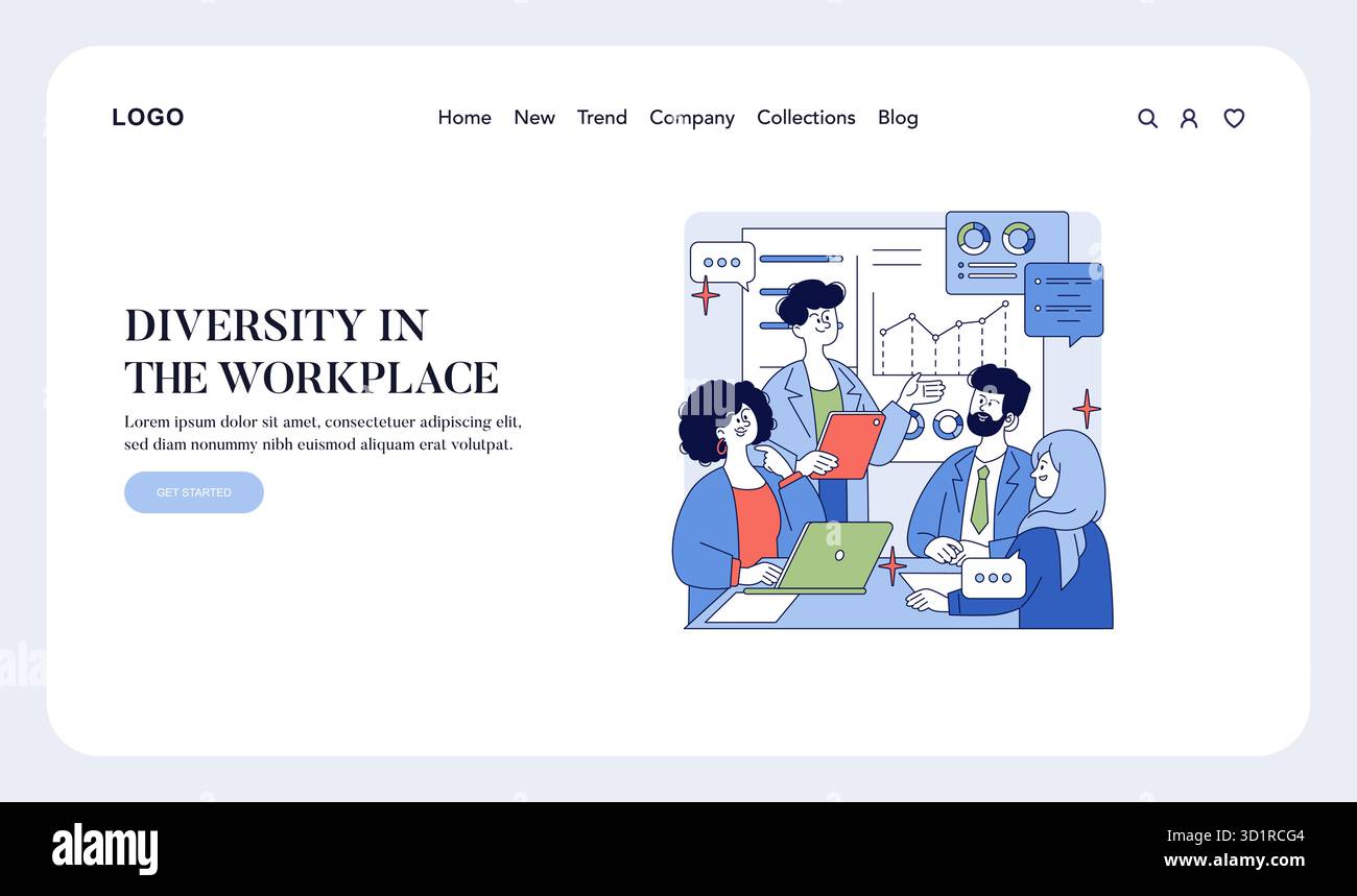 Vector illustration depicting a diverse team collaborating in an office ...