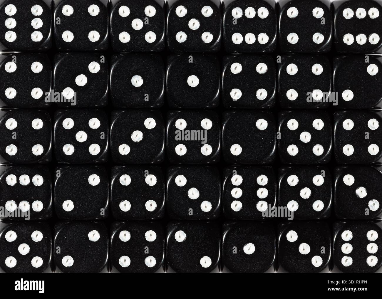 Background pattern of black dices, random ordered Stock Photo