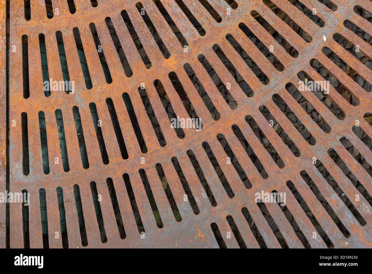 Rusty Metal Street Grate Stock Photo