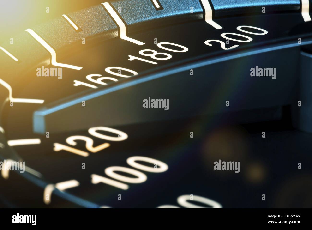 Detail of needle of odometer or speedometer of a car with high speed ...