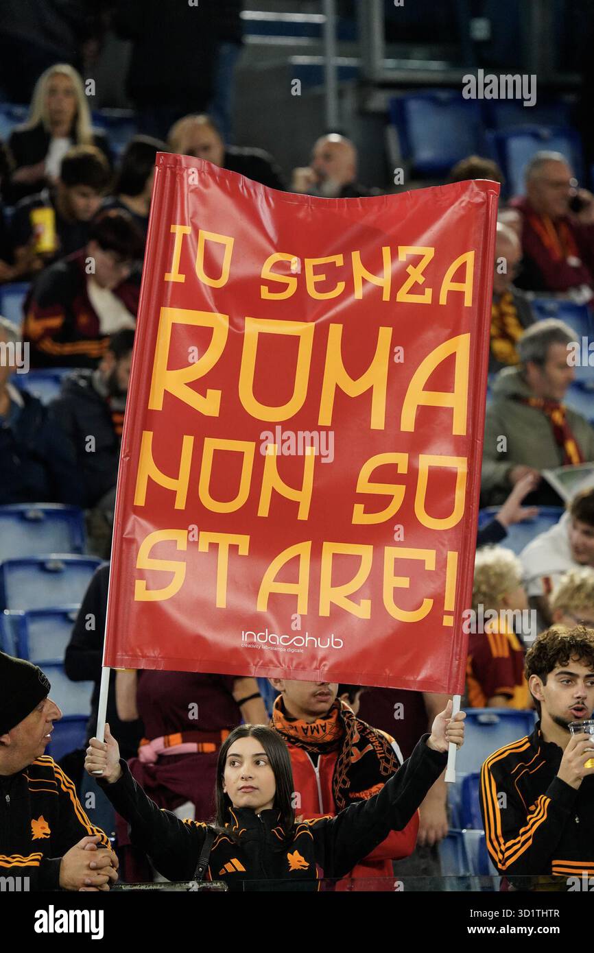 AS Roma fans during the 9th day of the Serie A Championship between A.S ...