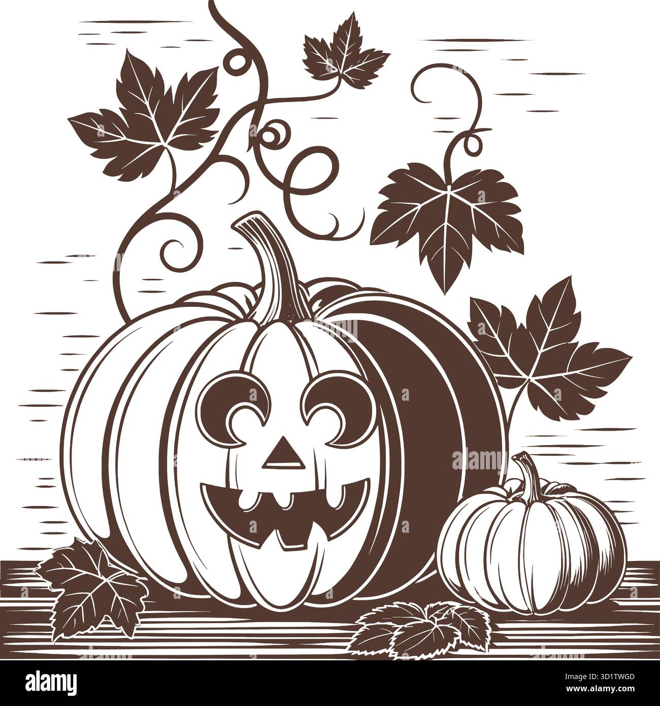 Halloween pumpkin carving vector art illustration for autumn seasonal ...