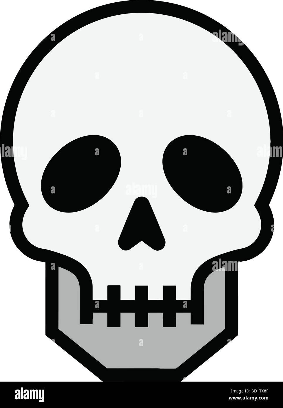 Simple black and white skull illustration with a minimalist design on a plain background graphic element Stock Vector