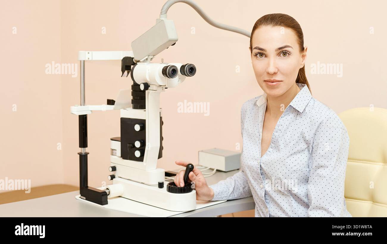 Eye ophthalmologist exam. Eyesight recovery. Astigmatism check concept ...