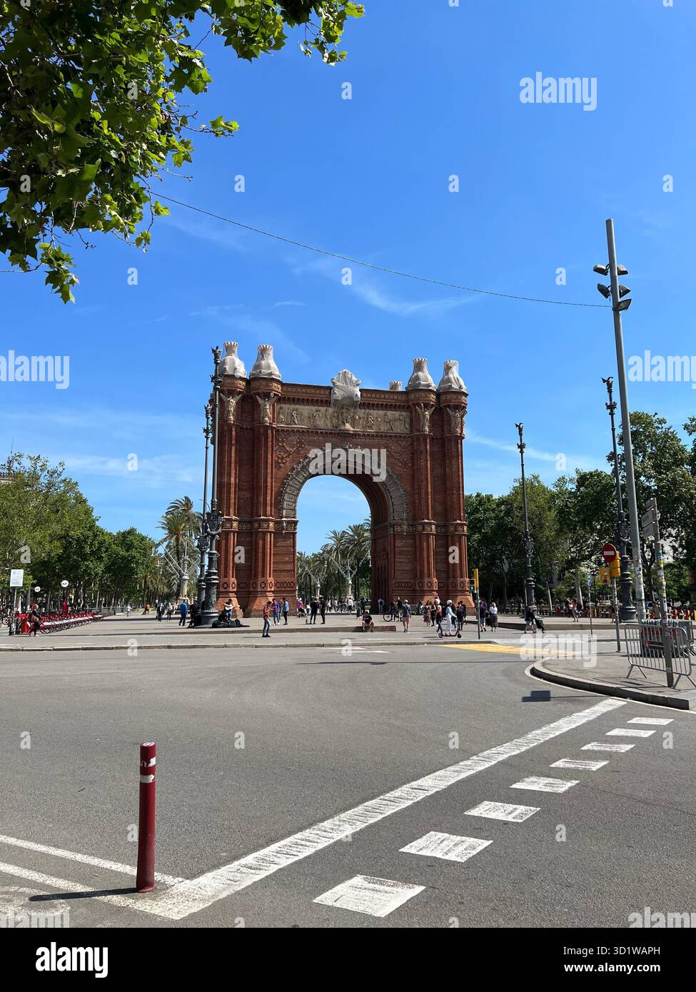 Barcelona Spain, 10 may 2022. Arc de Triomf in Barcelona, Spain, a beautiful landmark on a sunny day - Smartphone Captured Stock Image