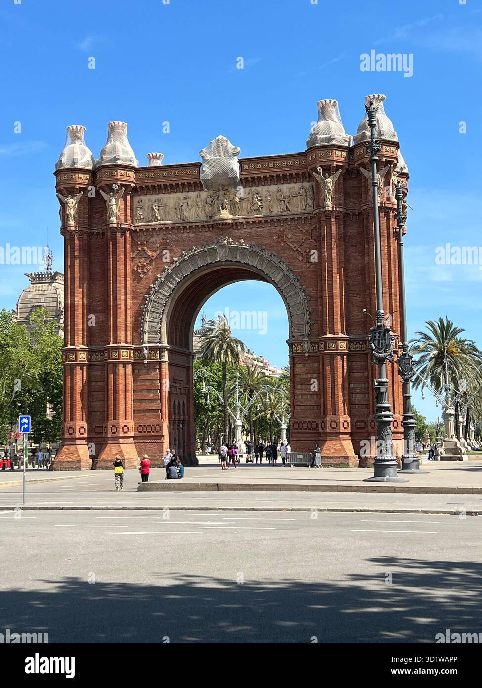 Barcelona Spain, 10 may 2022. Arc de Triomf in Barcelona, Spain, a beautiful architectural landmark - Smartphone Captured Stock Image