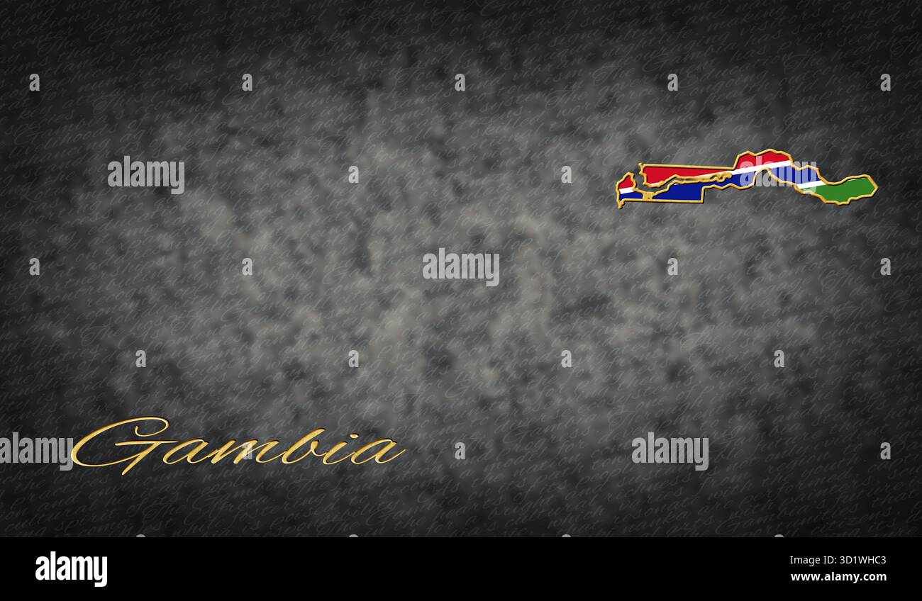 Gambia Symbols, Map of Gambia Stock Photo