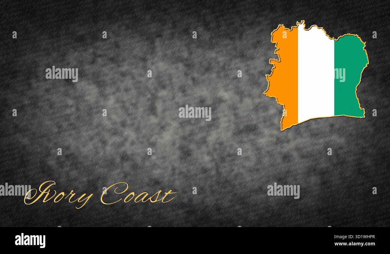 Ivory Coast Symbols, Map of Ivory Coast Stock Photo