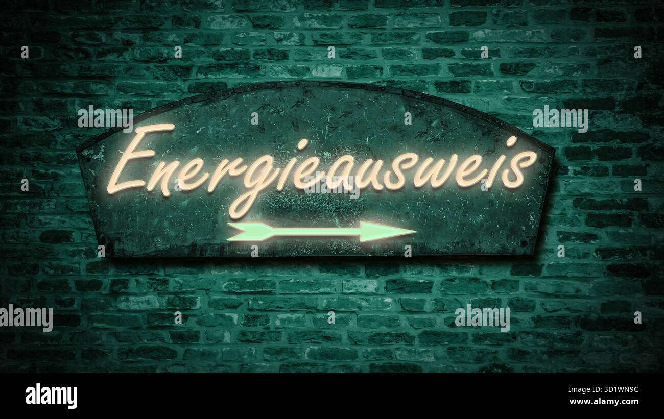 Signposts the direct way to energy certificate - Bildmontage Stock ...