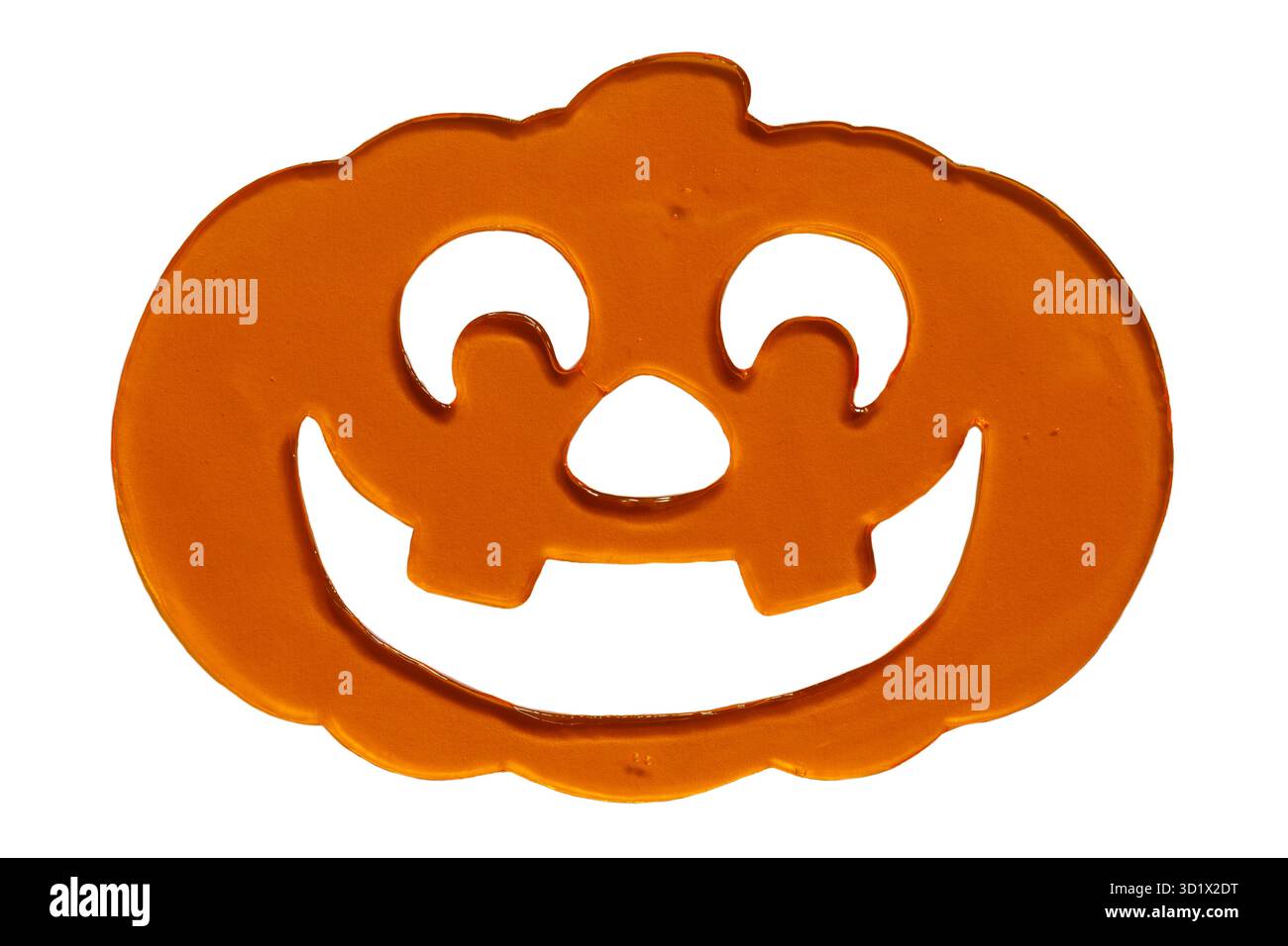 Scary pumpkin Halloween Window Gel isolated on white background Stock Photo