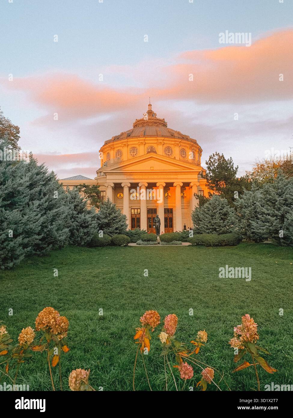 Historic Streets of Bucharest, Romania Bathed in Golden Sunset Light - Smartphone Captured Stock Image