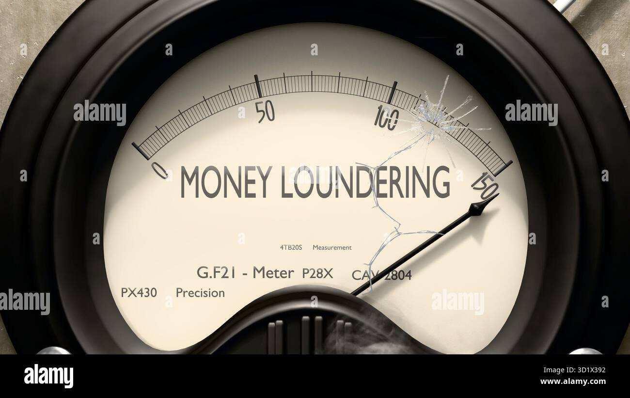 Money loundering meter showing high levels of money loundering ...