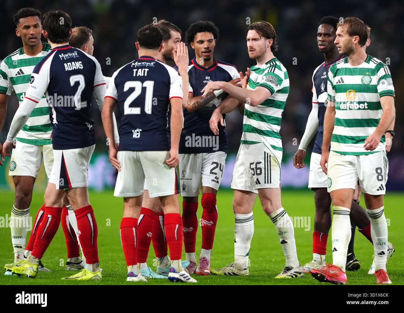 Celtic and Falkirk players clash during the William Hill Premiership ...