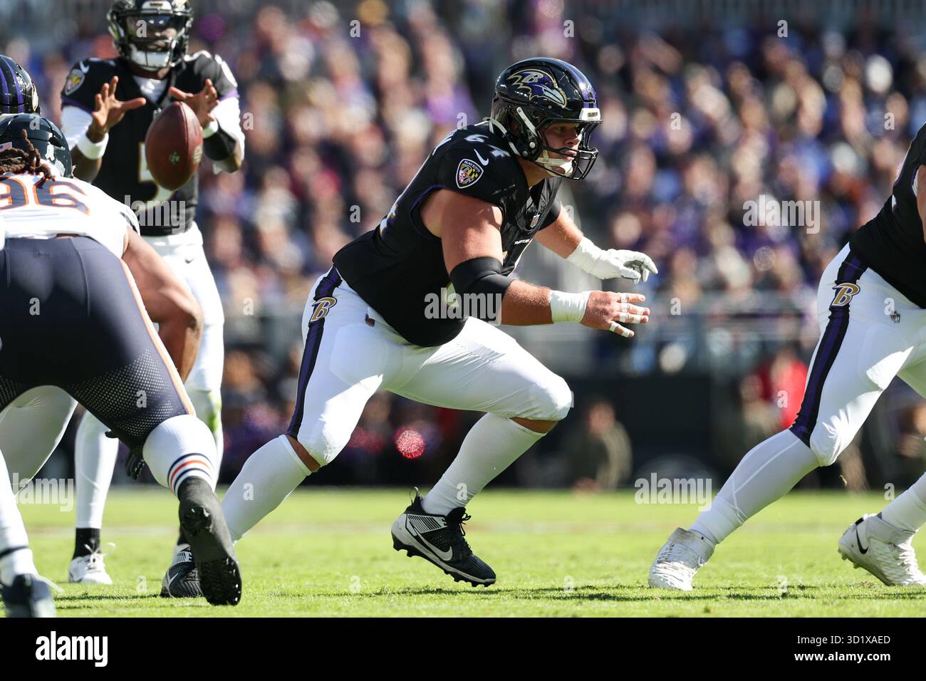 Baltimore Ravens center Tyler Linderbaum (64) in action during the ...